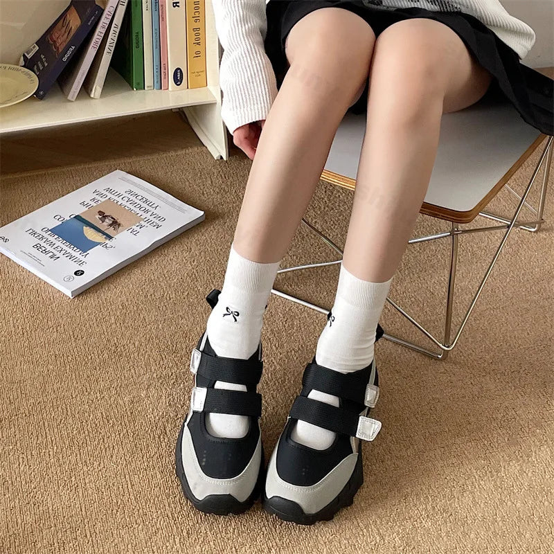 Retro Casual Thick Soled Mary Jane Shoes Versatile Shallow Mouth Comfortable Chunky Single Shoes