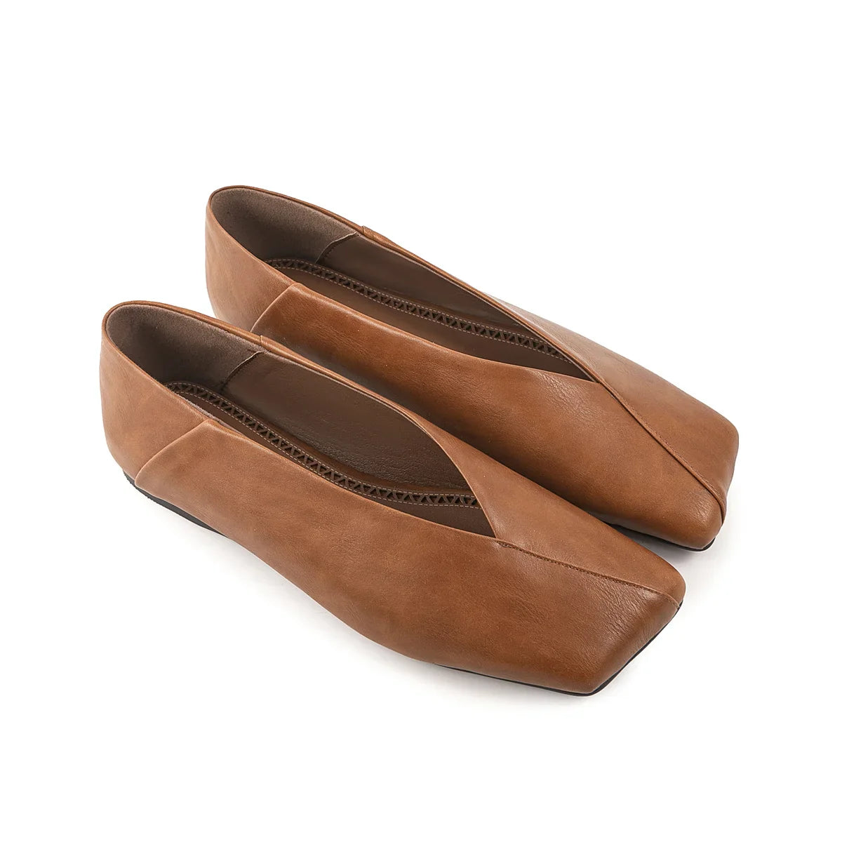 European and American Genuine Leather Flat Bottomed Square Toe Single Shoes