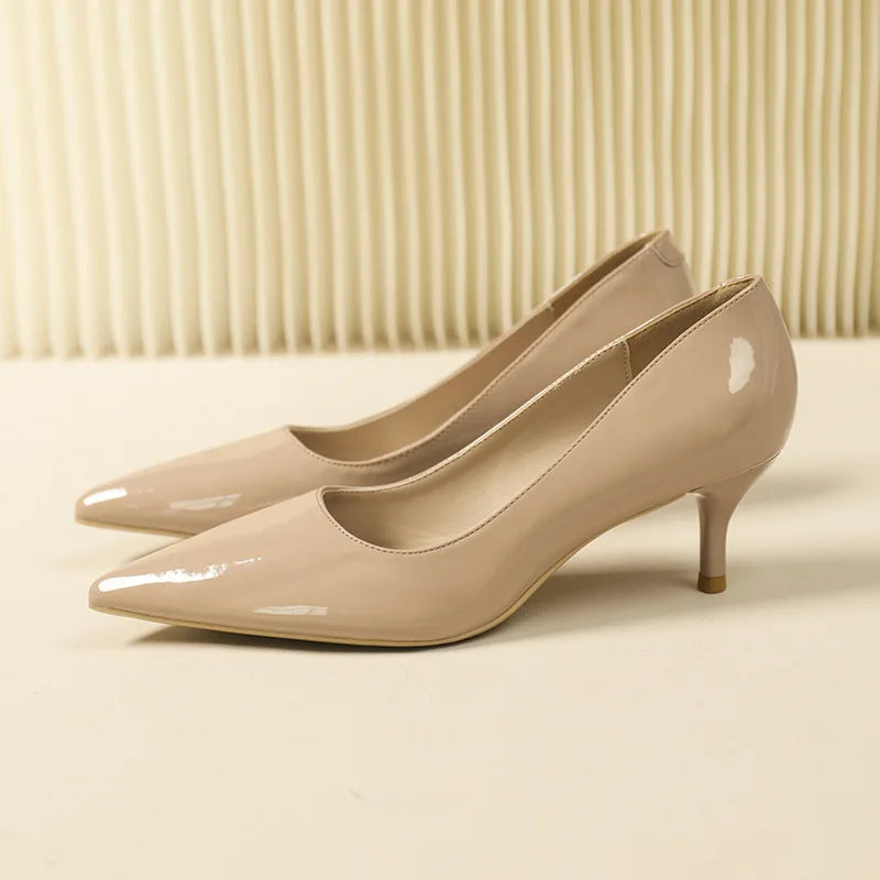 5cm Stilletos High Heels Red/Nude Pumps Patent Leather Tacones Wedges Femme Office Gift Shoes Wedding