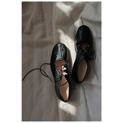 Ballet Shallow Flat Shoes Soft Commuting Retro Cross-laced Flat Mary Jane Shoes