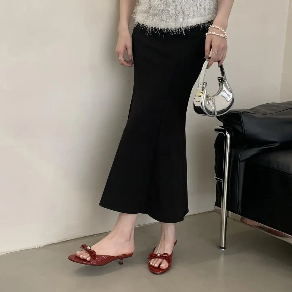 String Bead High-Heeled Shoes Ladys Slippers Outdoor Slides Pantofle Butterfly-Knot Low Rubber Flip Flops Hawaiian PU