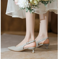 Sandals Pointed Toe Slingbacks Pumps Wedding Shoes Low Heels Shoes