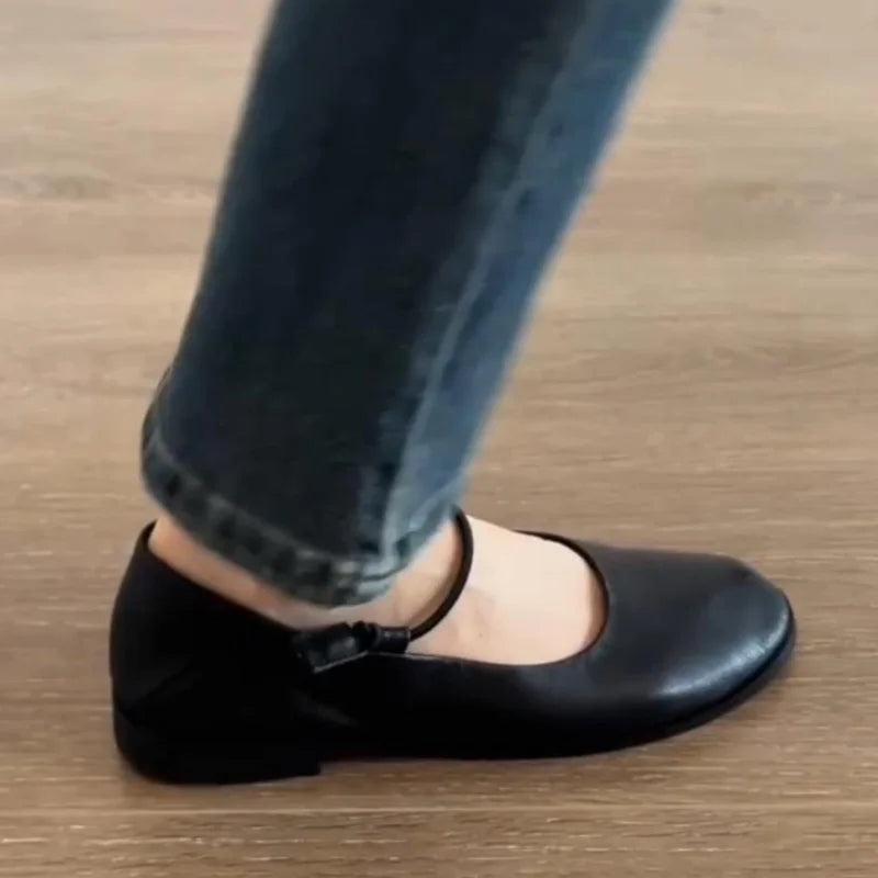 Mary Jane Style Breathable Flat Shoes Round Toe All-Match Shallow Mouth Casual Sneakers Leisure Versatile Shoes