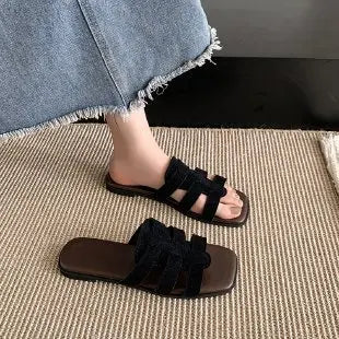 Slippers Flat Bottom Non-slip Outdoor Open Toe Beach Sandals Design Slides