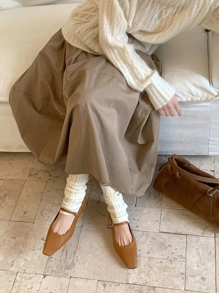 Genuine Leather Mary Jane Shoes Sandals Buckle with Square Toe Soft Bottom Shoes
