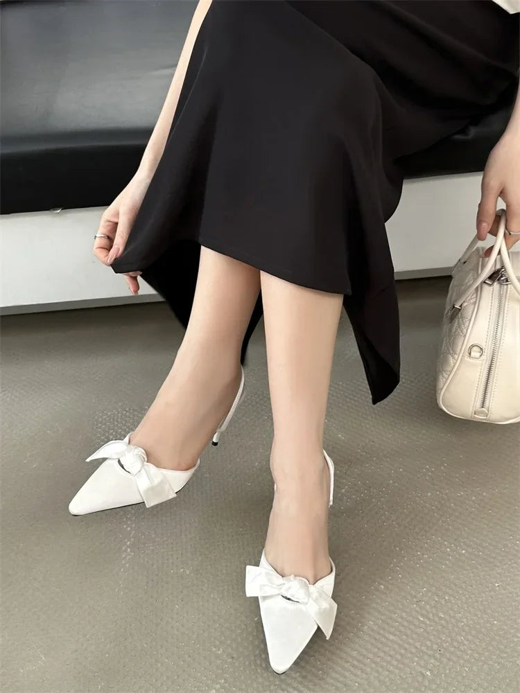 Design Style Butterfly-knot Thin High Heels Pointed Toe Banquet Wedding