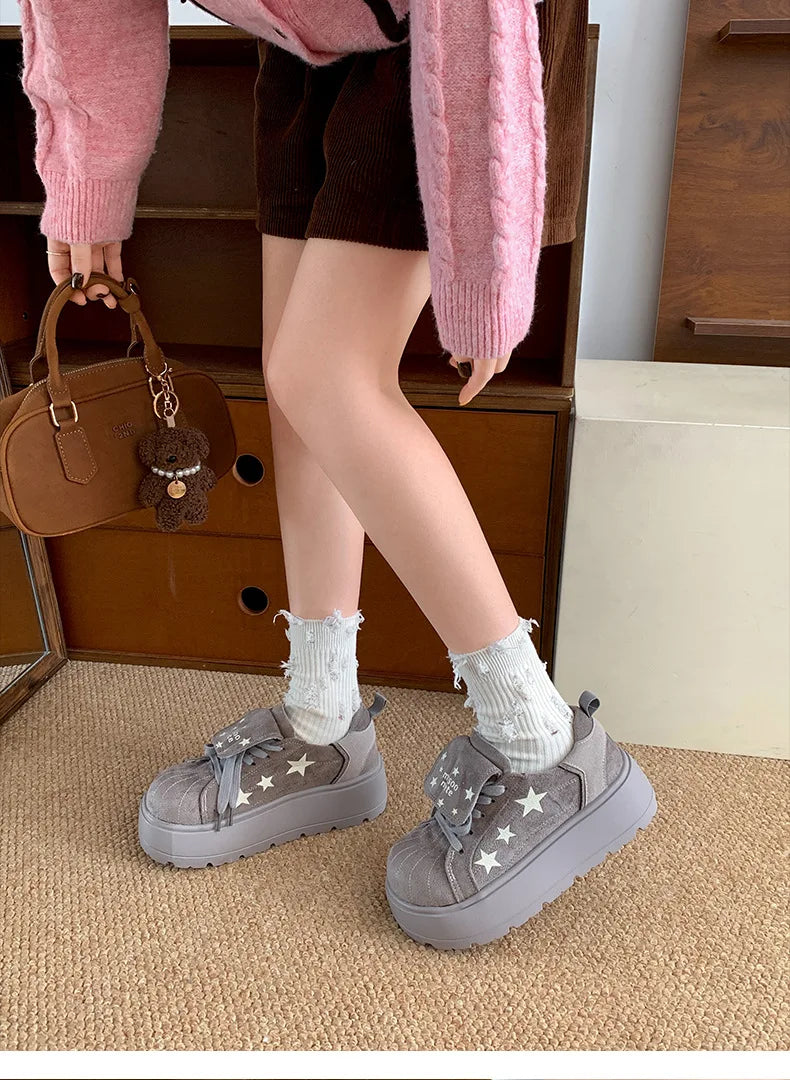 Vintage Low Top Thick Soled Increase Vulcanize Shoes