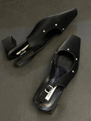 Cover Toe Party Dress Pumps Thick Heel Singbacks Mules Shoes