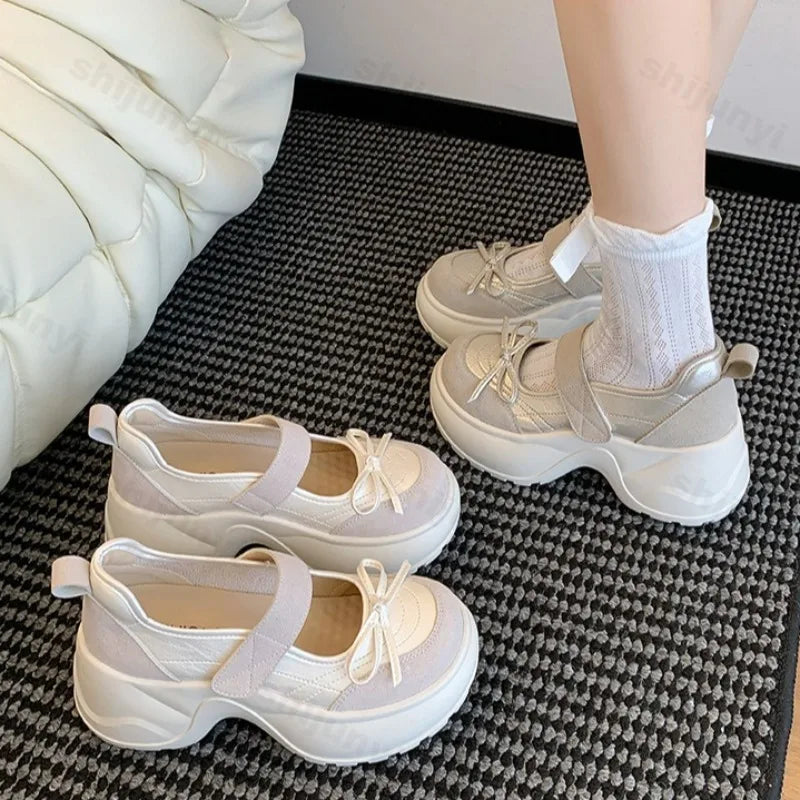 Bow Decoration Shallow Mouth Sports Single Shoes