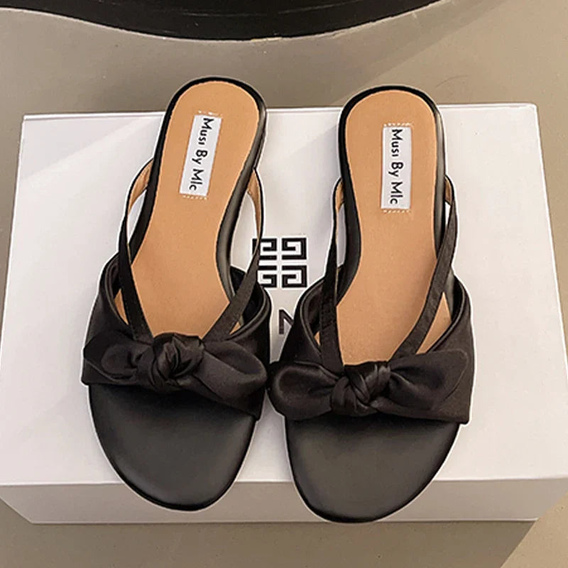 Bow Slippers Flats Sandals Casual Home Shoes Trend Sport Shoes Beach Flip Flops Walking Slides Mujer Sandalias