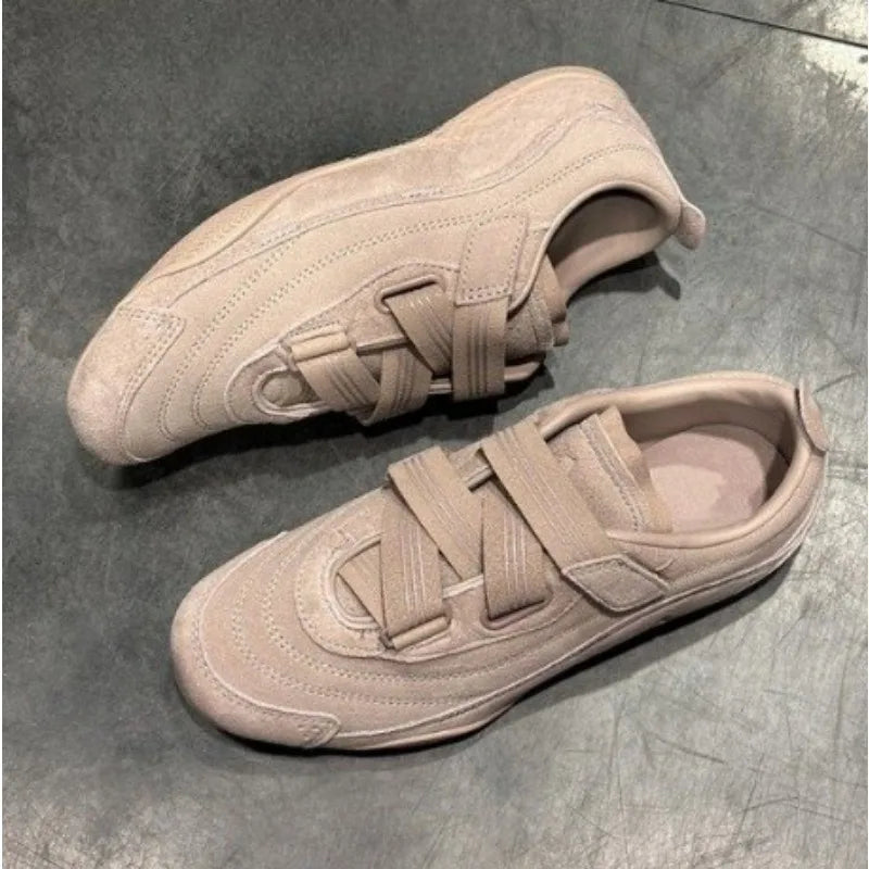 Retro Leather Version Ballet Style Sport Shoes French Magic Tape