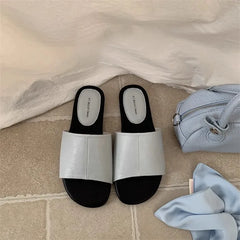 Shoes Slippers Soft Loafers Slides Clogs Woman Comfort Rubber Silver Flat Beach Concise Shoes Silver Ladies' Slip
