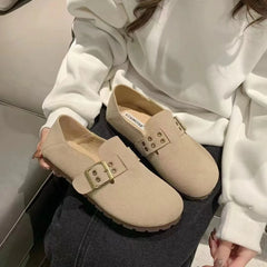 Faux Suede Leather Loafers Rivet Belt Flats Mocasines Garden Shoes Clogs Barefoot Tabis Comfy Slip On Walking Shoes