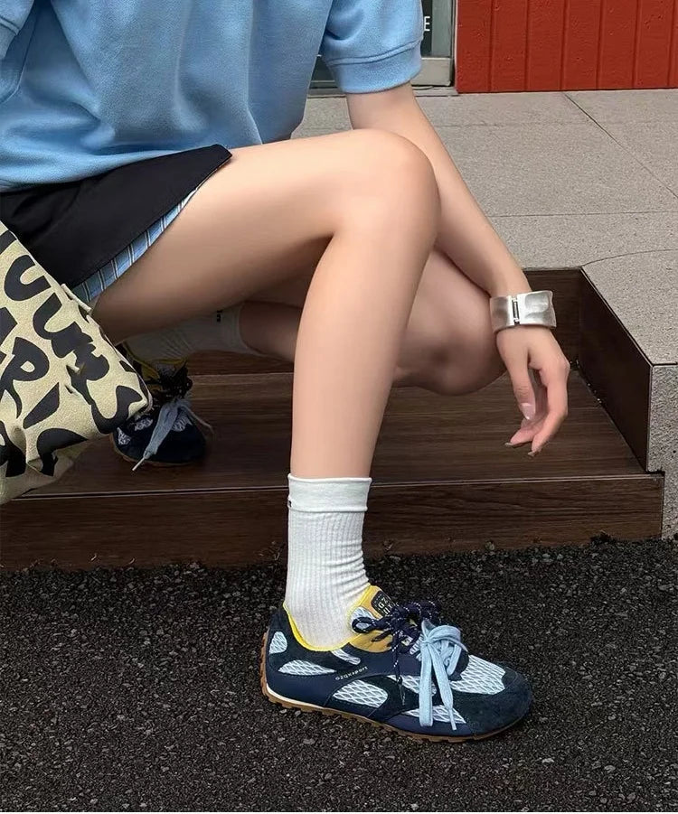 Outdoor Running Shoes Comfortable Lace Up Sneakers Casual Flats Soft Flat Sneakers Shoes