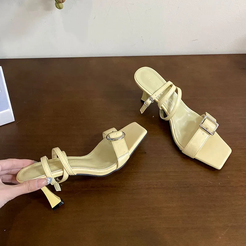 Ankle Strap High Heels Pumps Shoes In Shallow Footwear Party Thin Heels Shoes Sandals