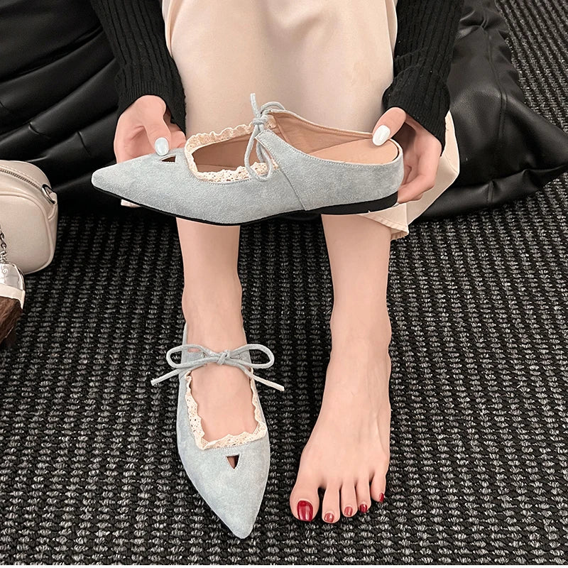 Pointed Toe Mules Slippers Casual Dress Street Style Slip On Shoes