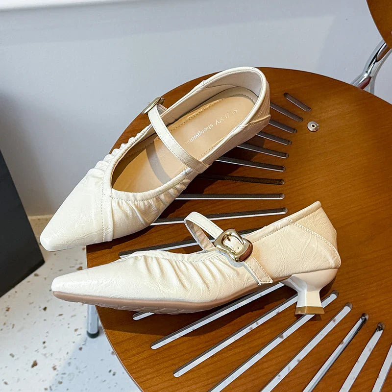 Pointed Toe High Heels Mary Jane Shoes Sandals Dress Shallow Mujer Zapatos