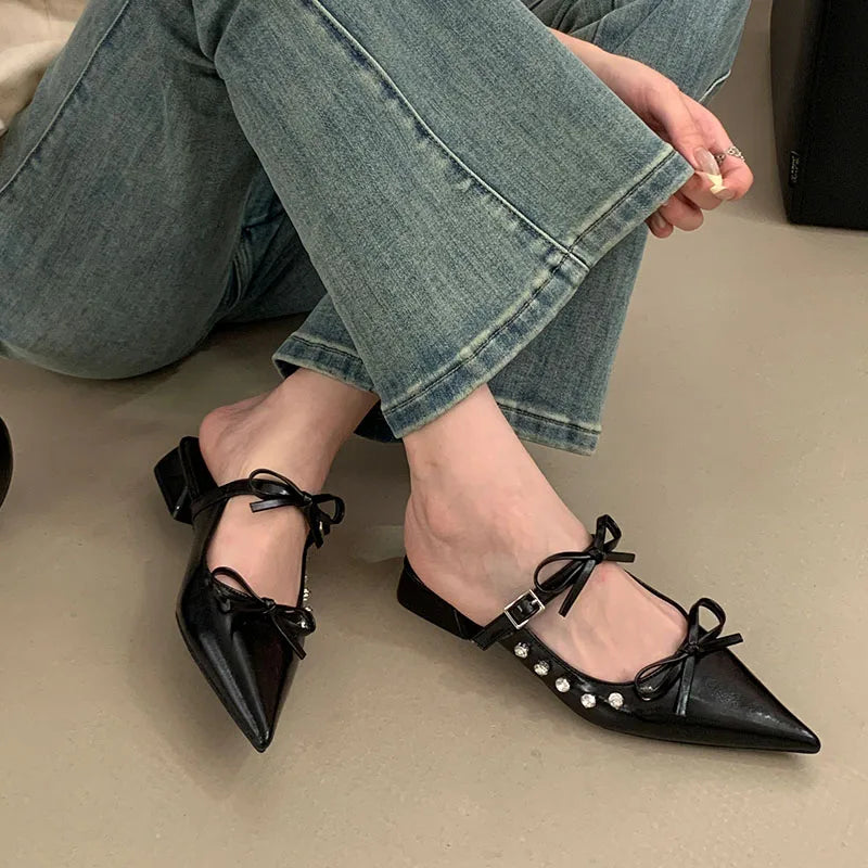 Butterfly-Knot Footwear Flats With Shoes