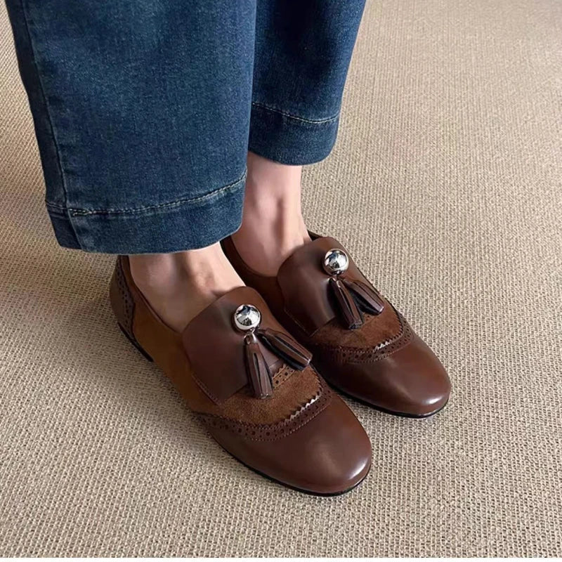 Flats Loafers Shoes Casual Mary Jane Dress Walking Pu Leather Lolitas Round-toed Shoes