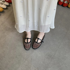 Cosy Mesh Heels Flat Shoes Round Toe Buckle Strap Casual Outdoor Dress Sandals