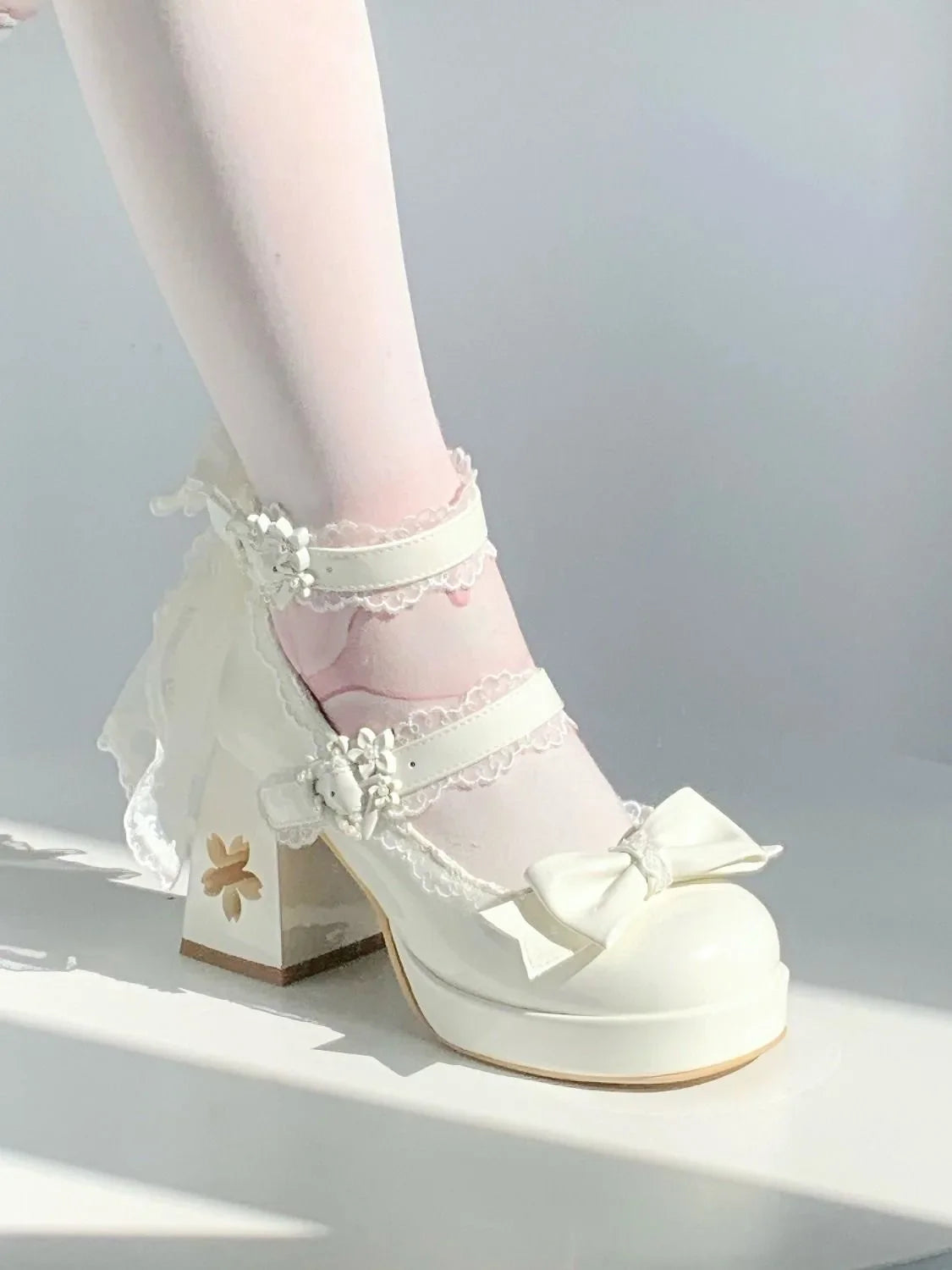 Lovely Girls Lolita Butterfly Knot High Heels Platform Shoes