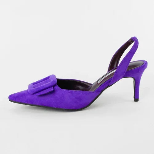 Sandals Pointed Toe High Heels Stiletto Square Buckle Large Size Single Shoes