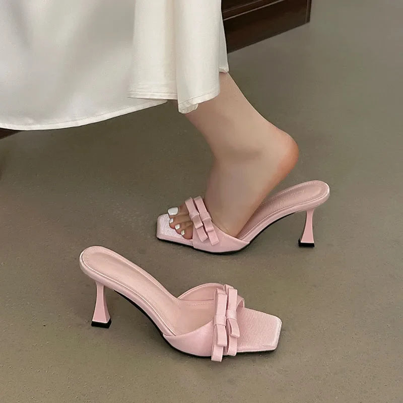 Butterfly-Knot High Heels Pumps Shoes In Slip Thin Heels Shoes