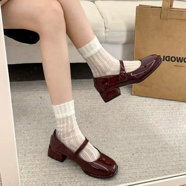 Shoes Woman Oxfords All-Match British Style Footwear Leather Preppy Dress Retro Med Mary Janes