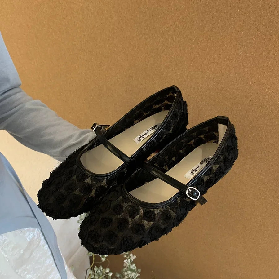Flats Round Toe Shallow Slip On Casual Ballet Fur Shoes Soft Leather Eelgant Mujer