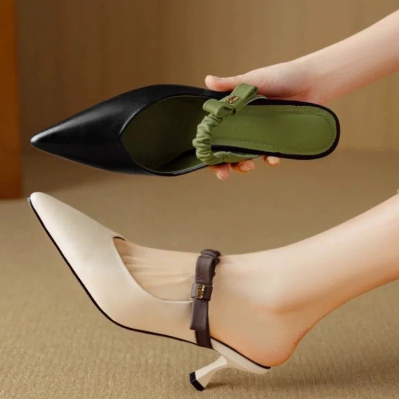 Pointed Toe Slippers High Heels Elegant Slingback Woman Pumps Party Zapatos De Mujer