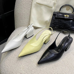 Pumps Pointed Toe Square Heels Elegant Mule Shoes Zapatos De Mujer