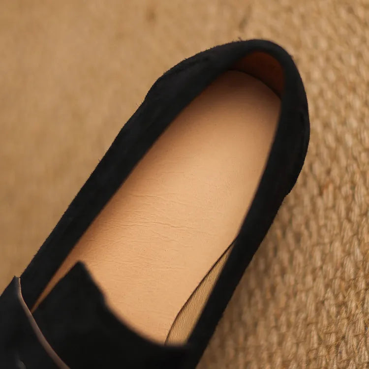 Kid Suede Penny Loafers Handmade Leisure Slip-on Creeper Flats Brown Size 34-43