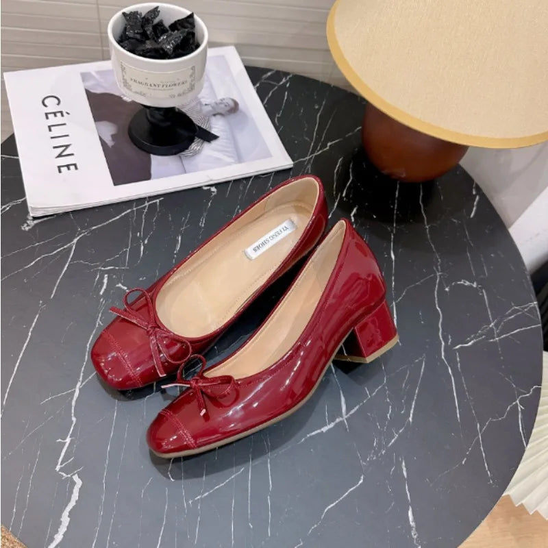 Increase Height 5cm Round Toe Bow-knot Sweet Ballet Shoes Office Woman Shallow Mouth Mary Jane Shoes