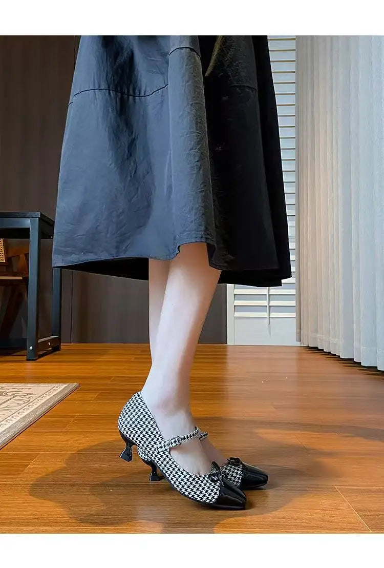 Shoes Woman Mixed Colors Bow-Knot Casual Square Toe Buckle Moccasin