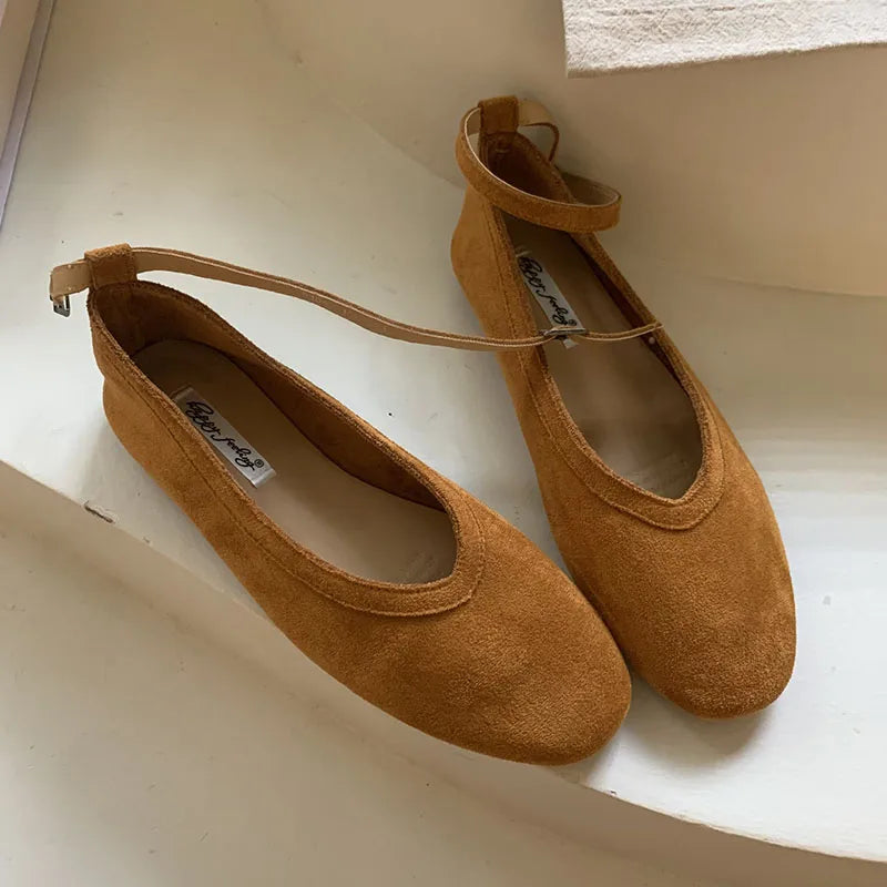 Brand Flat Shoes Round Toe Mary Jane Shoes Soft Sole Shallow Slip On Ballerinas Shoe Dree Shoes Mule