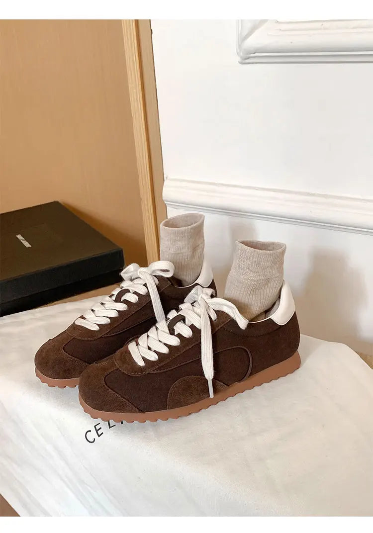 Sports Shoes Genuine Leather Thick-Soled Single Shoes 2025Retro Sports Forrest Gump German Training Shoes