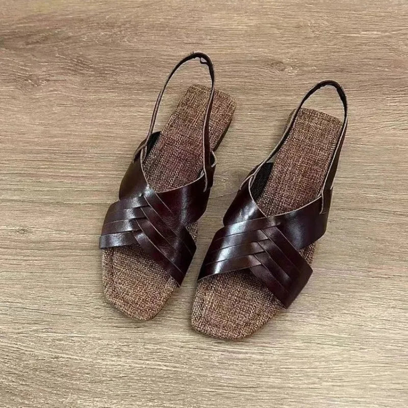 Roman Sandals Outer Wear French Style Beautiful Retro Fairy Style Holiday Seaside Soft Flat Beach Shoes