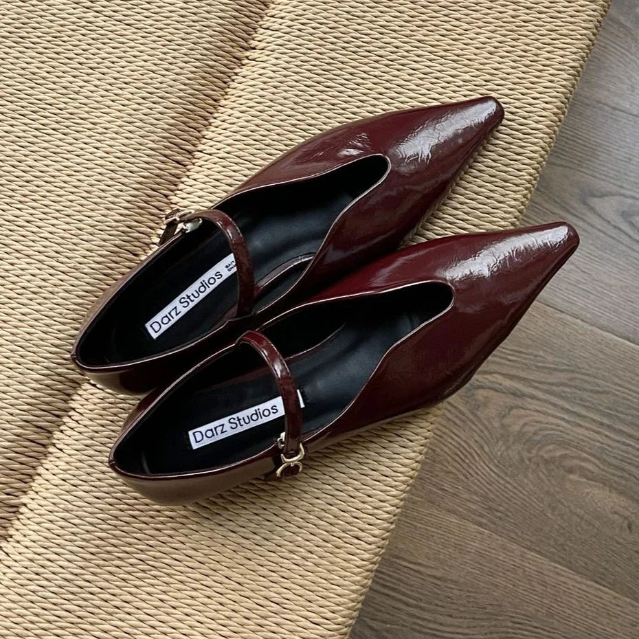 Comfort Shallow Flat Shoes Pointed Toe Elegant Office Shoes Buckle Strap Footwear Zapatos De Mujer