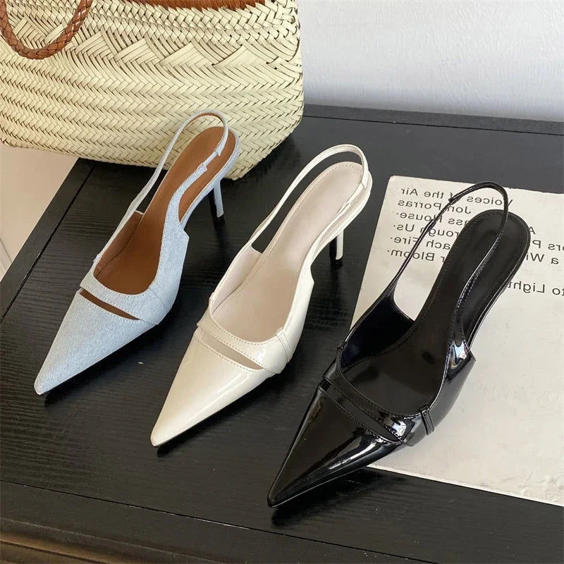 Design Hollow Out Pointed Toe Street Style Thin Low Heels Street Style Stripper Sandals Shoes