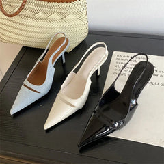 Design Hollow Out Pointed Toe Street Style Thin Low Heels Street Style Stripper Sandals Shoes