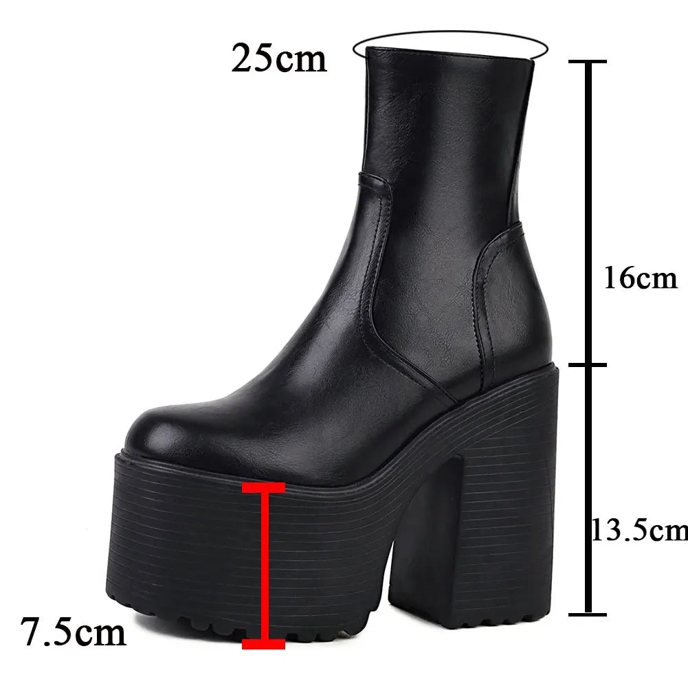 Platform Ankle Boots Brand Design Great Quality Gothic Style Comfy Cool Street Shoes Boots Big Size 43