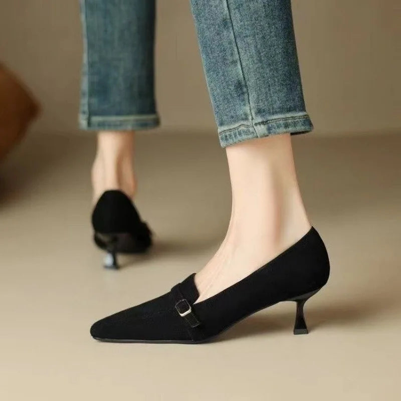 High Heels Loafers Office Elegant Dress Trendy Pointed Toe Low-top Shoes Wedding Bridal Quality Shoes