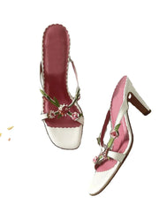 Handmade Flower High Heels Vintage 2000s Sweet Slide Strapless Sandal Heels On Off Shoes Shoes