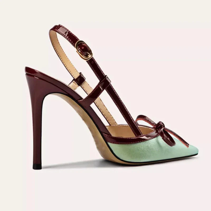 Satin Bow High Heels Pointed Toe Fine High Heel Sandals Muller Pumps Elegant Party