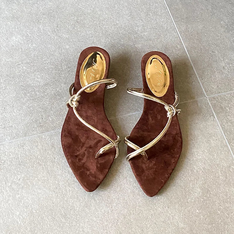 Pointed Toe Wedges Slippers Shallow Footwear Low Heel Slippers Shoes Flip flops Slides Sandals