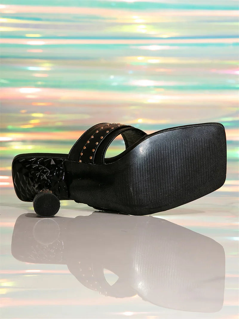 Design Colour Gem Buckle Slippers Gladiator Sandal Mules Slides Shoes Low Heels Flip Flops Size 36-42