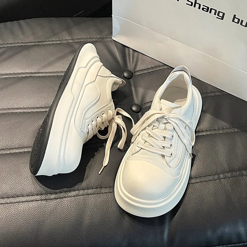 Casual Shoes Big Head Thick Bottom Lace-up Sneakers Versatile Street Style Shoes Tenis Feminino