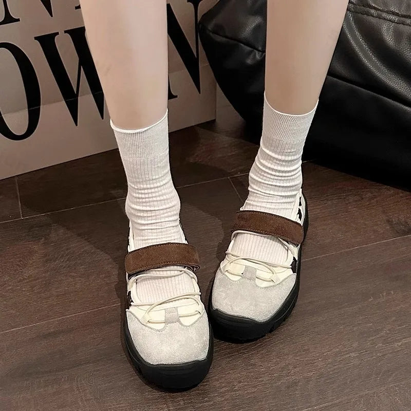 Retro Style Shallow Mouth Casual Mary Jane Versatile Comfortable Thick Soled Sports Single Shoes