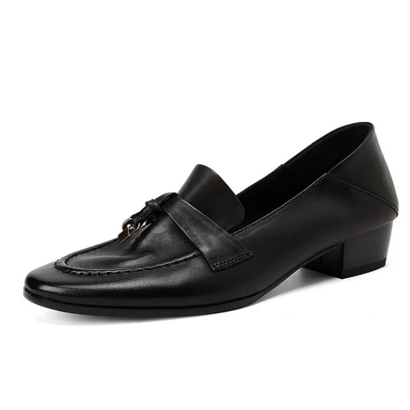 Classicial British Style Loafers Trendy Casual Office Work Shoes Retro Solid Color Soft Soled Lady Pumps