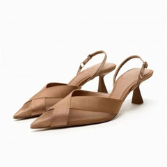 Cross Upper Pumps Slingbacks Point Head Spike Kitten Heels Sandals